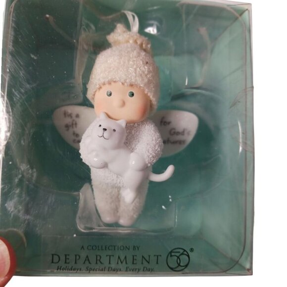 Department 56 Tis A Gift to care Of God's Snow Angel Ornament Holding Cat - Picture 2 of 4